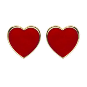 Abbracci Love 2019 - Orecchini lobo cuore 1cm dorato smalto rosso
