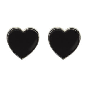 Orecchini lobo cuore argento e smalto nero