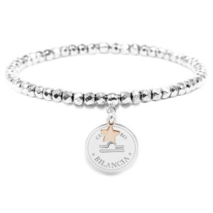 Bracciale segno zodiacale con piastra di diametro 1.5cm - BILANCIA - BR15BI