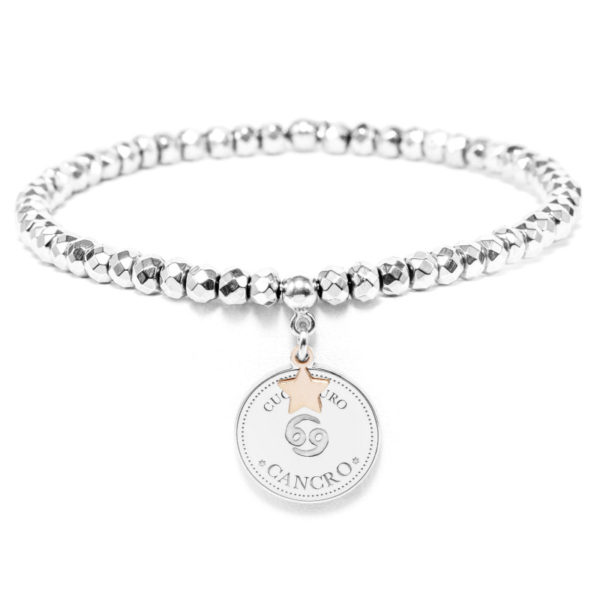 Bracciale segno zodiacale con piastra di diametro 1.5cm - CANCRO - BR15CAN