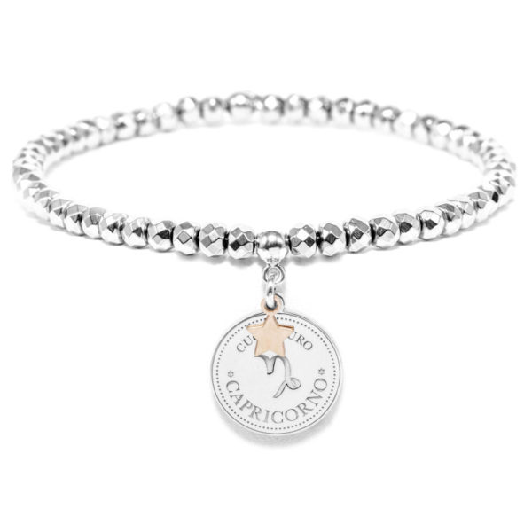 Bracciale segno zodiacale con piastra di diametro 1.5cm - CAPRICORNO - BR15CAP