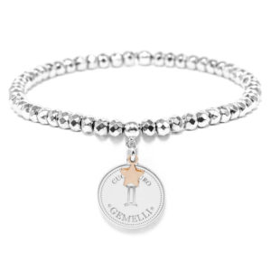 Bracciale segno zodiacale con piastra di diametro 1.5cm - GEMELLI - BR15GE