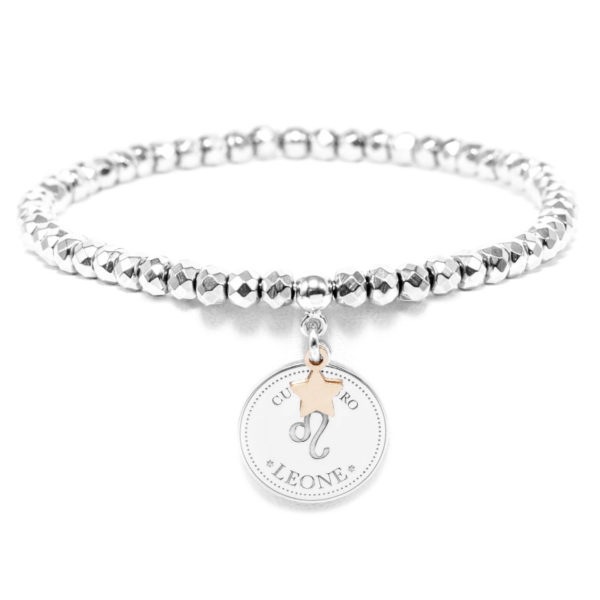 Bracciale segno zodiacale con piastra di diametro 1.5cm - LEONE - BR15LE