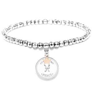 Bracciale segno zodiacale con piastra di diametro 1.5cm - PESCI - BR15PE