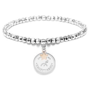 Bracciale segno zodiacale con piastra di diametro 1.5cm - SAGITTARIO - BR15SA