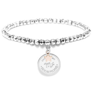 Bracciale segno zodiacale con piastra di diametro 1.5cm - SCORPIONE -BR15SC